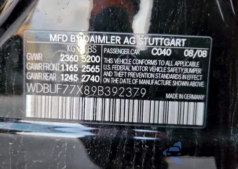 2009 Mercedes-Benz E 63 Amg z USA, uszkodzony, nr VIN WDBUF77X89B392379